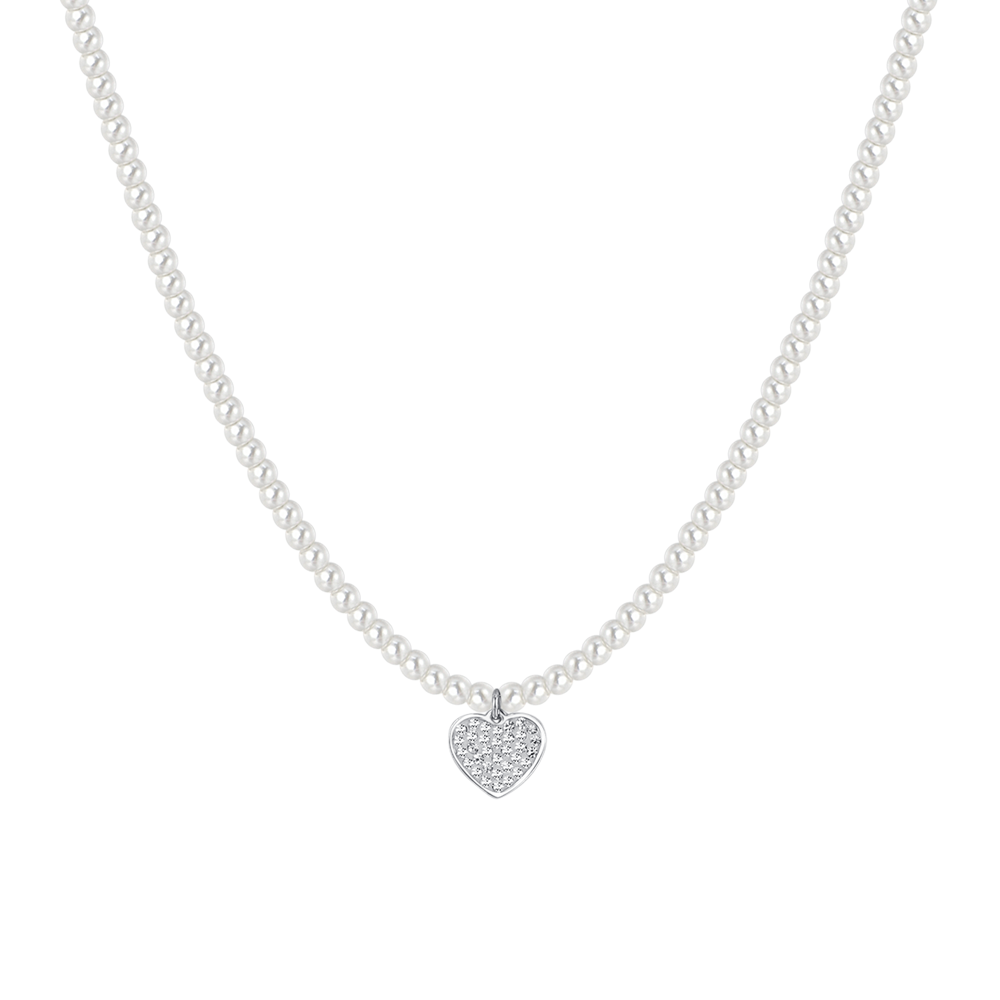 PEARLS AND HEART STEEL WOMEN NECKLACE