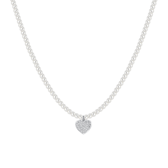 PEARLS AND HEART STEEL WOMEN NECKLACE