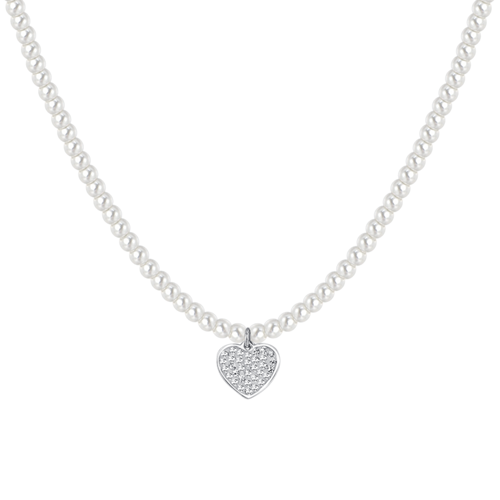 PEARLS AND HEART STEEL WOMEN NECKLACE