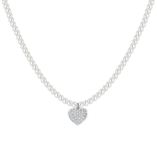 PEARLS AND HEART STEEL WOMEN NECKLACE