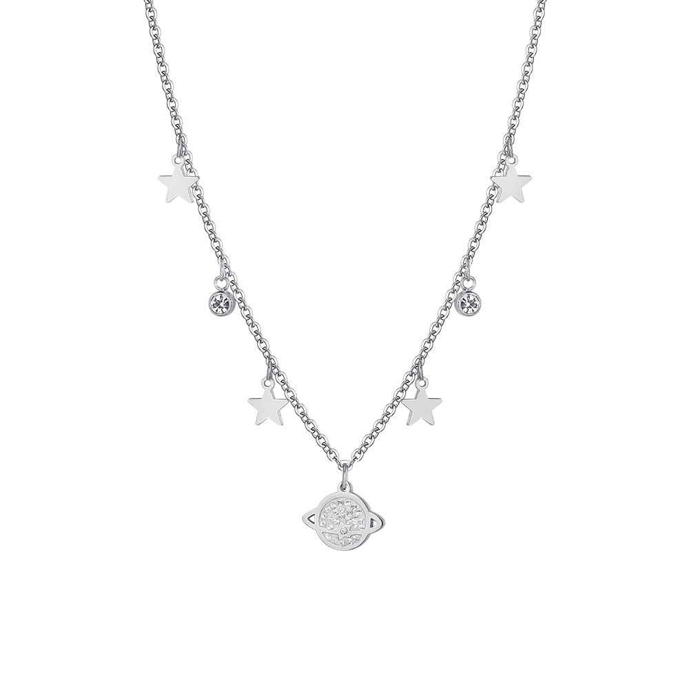 WOMEN'S STEEL PLANET AND STARS NECKLACE