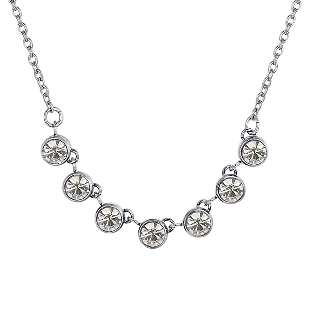 WHITE CRYSTAL STEEL WOMEN'S NECKLACE