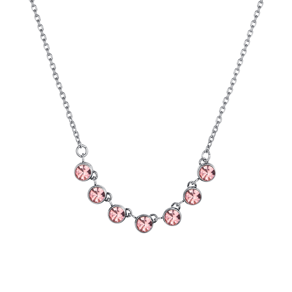 WOMAN'S NECKLACE IN STEEL PINK CRYSTALS Luca Barra