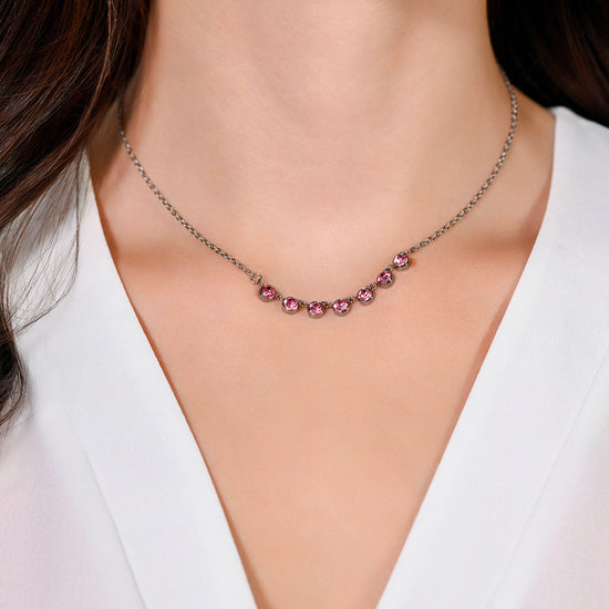 WOMAN'S NECKLACE IN STEEL PINK CRYSTALS Luca Barra