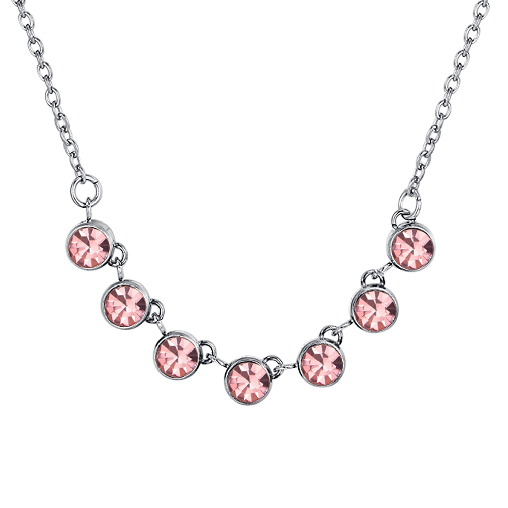 PINK CRYSTALS STEEL WOMEN'S NECKLACE