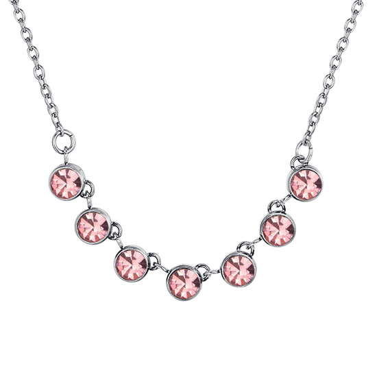 PINK CRYSTALS STEEL WOMEN'S NECKLACE