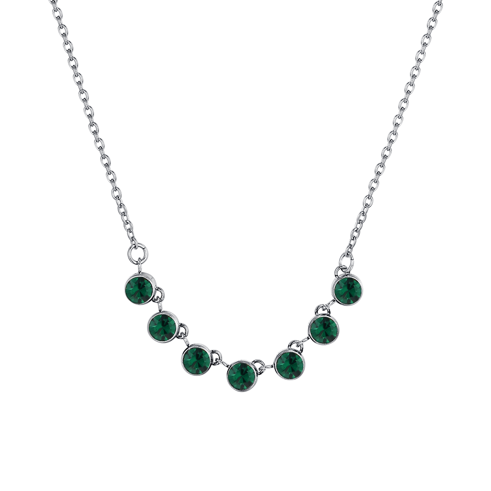 GREEN CRYSTALS STEEL WOMEN'S NECKLACE