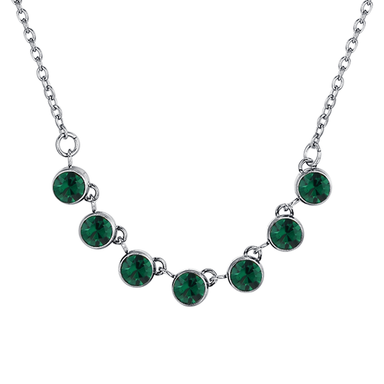 GREEN CRYSTALS STEEL WOMEN'S NECKLACE