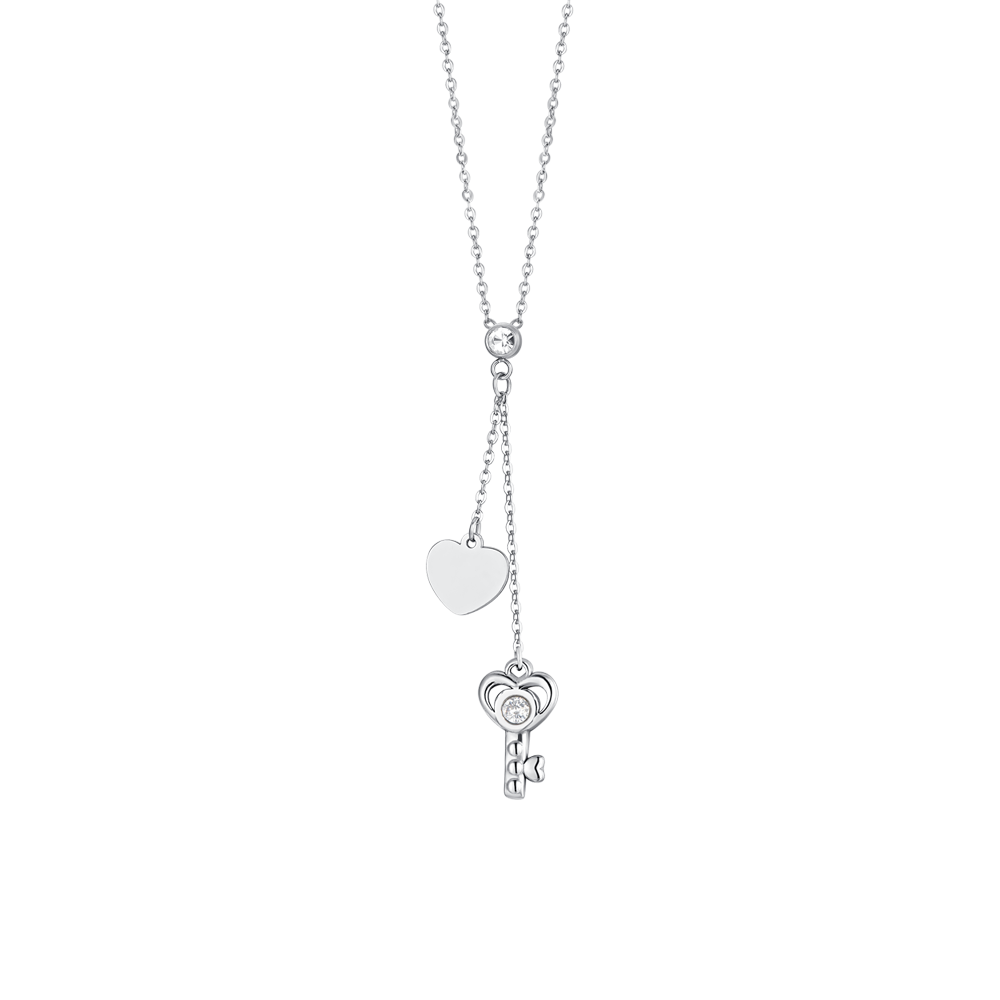 WOMAN'S NECKLACE IN STEEL KEY AND HEART Luca Barra