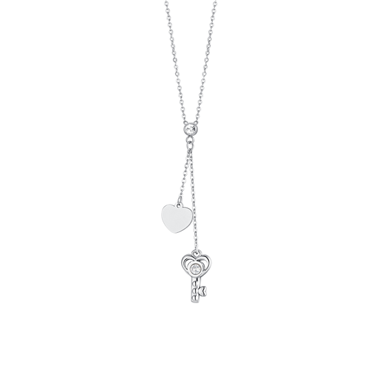 WOMEN'S STEEL KEY AND HEART NECKLACE