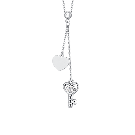 WOMEN'S STEEL KEY AND HEART NECKLACE