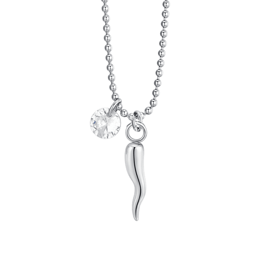 COLLANA DONNA IN ACCIAIO CORNO E ZIRCONE