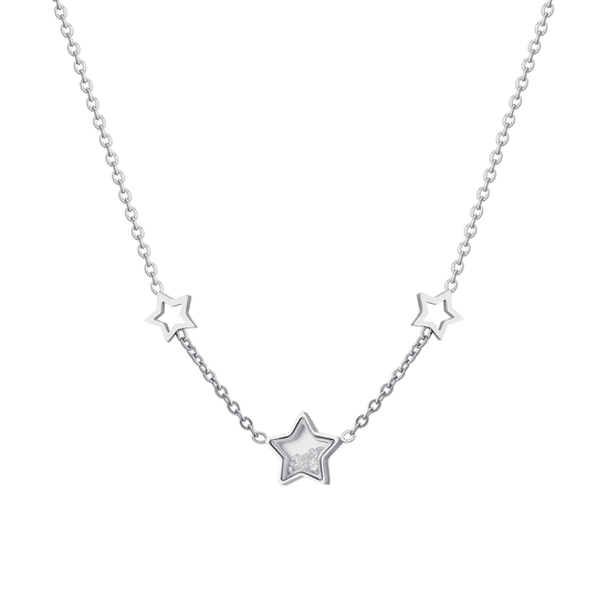 WOMEN'S STEEL STARS AND CUBIC ZIRCONIA NECKLACE