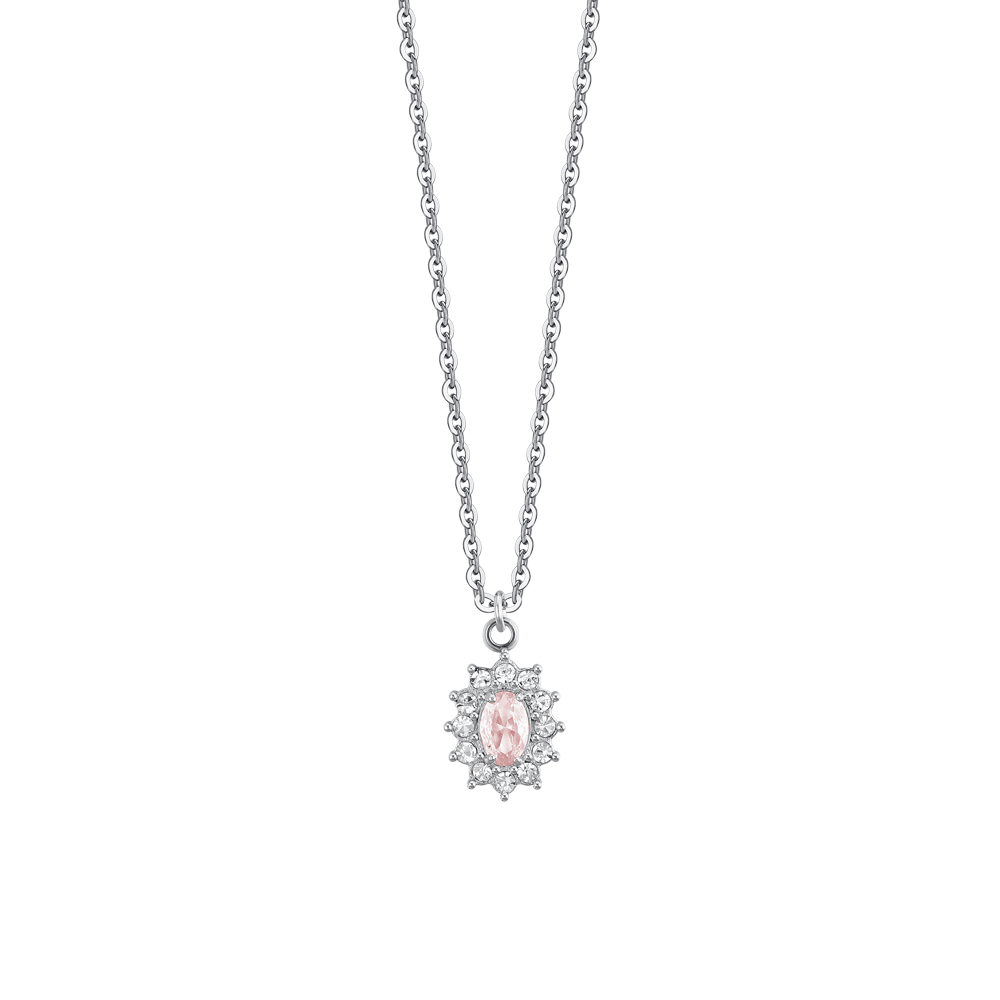 COLLANA DONNA IN ACCIAIO CRISTALLI E ZIRCONE ROSA