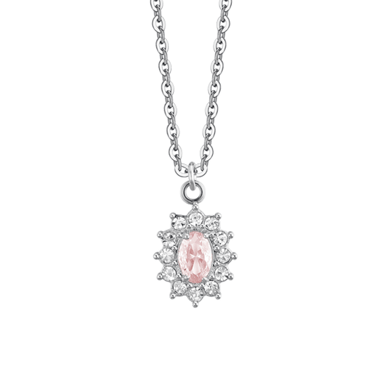 COLLANA DONNA IN ACCIAIO CRISTALLI E ZIRCONE ROSA