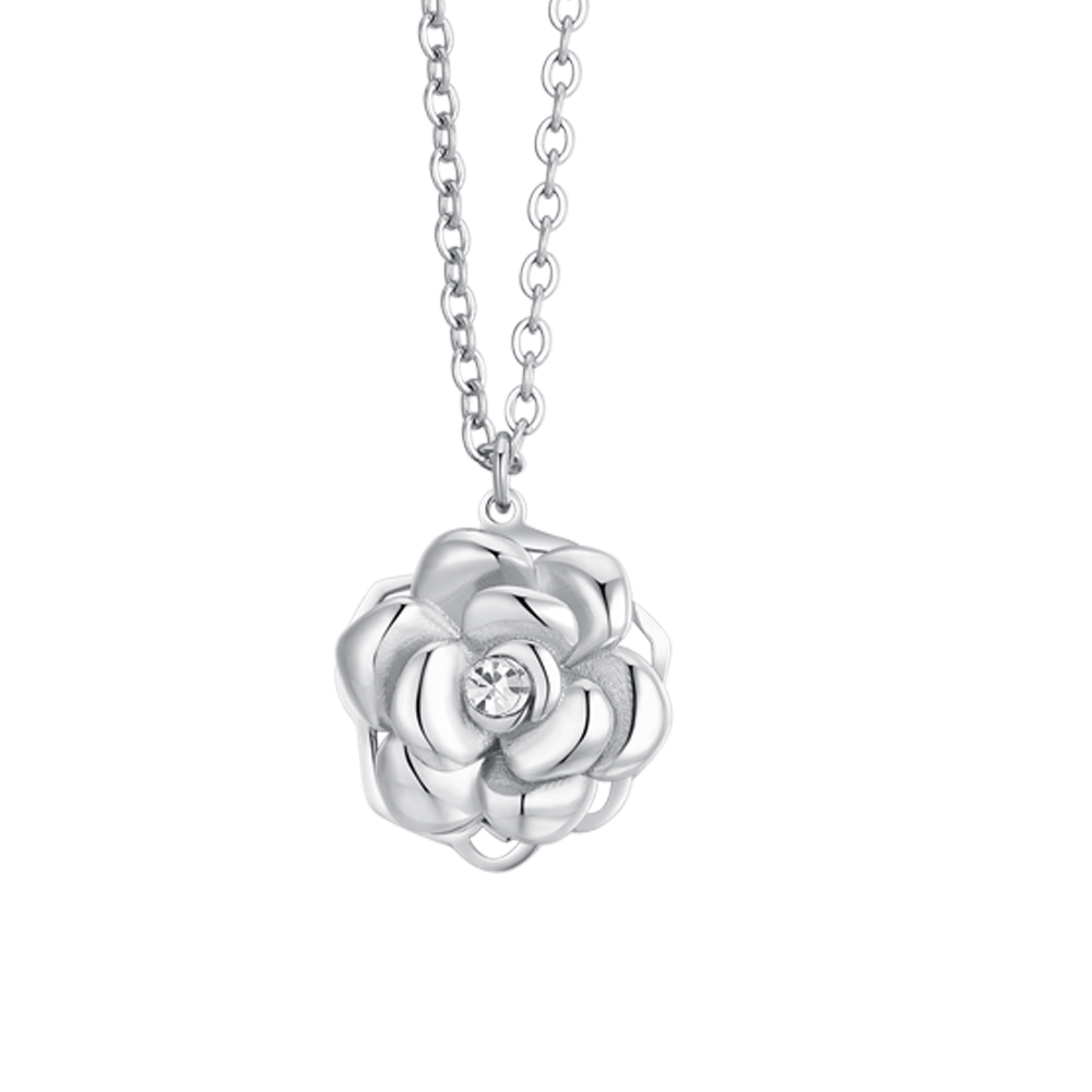 COLLANA DONNA IN ACCIAIO ROSA GIREVOLE