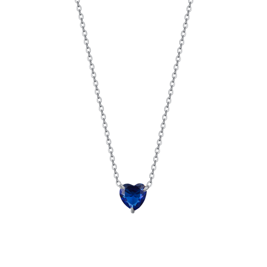 COLLANA DONNA IN ACCIAIO CON CUORE CRISTALLO BLU