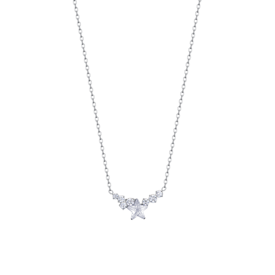 STEEL WOMEN'S NECKLACE WITH STAR AND WHITE CRYSTALS