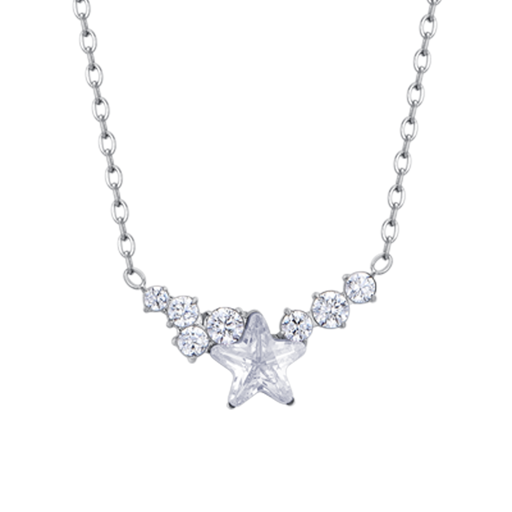 STEEL WOMEN'S NECKLACE WITH STAR AND WHITE CRYSTALS