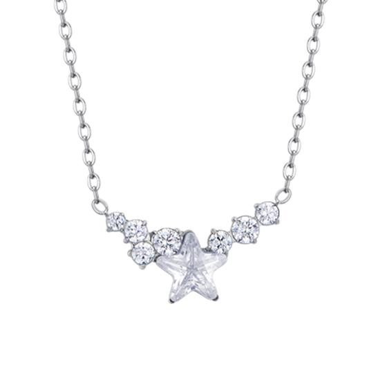 STEEL WOMEN'S NECKLACE WITH STAR AND WHITE CRYSTALS