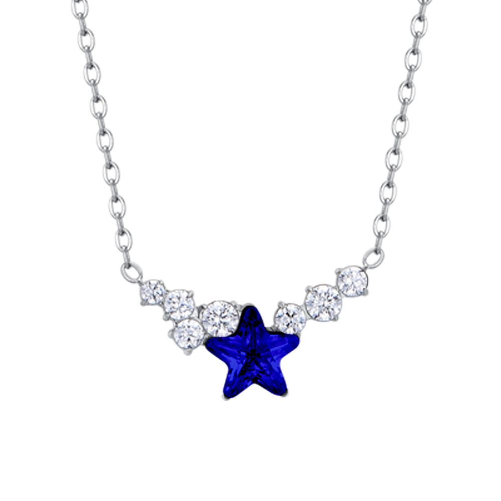 COLLANA DONNA IN ACCIAIO CON STELLA BLU E CRISTALLI BIANCHI