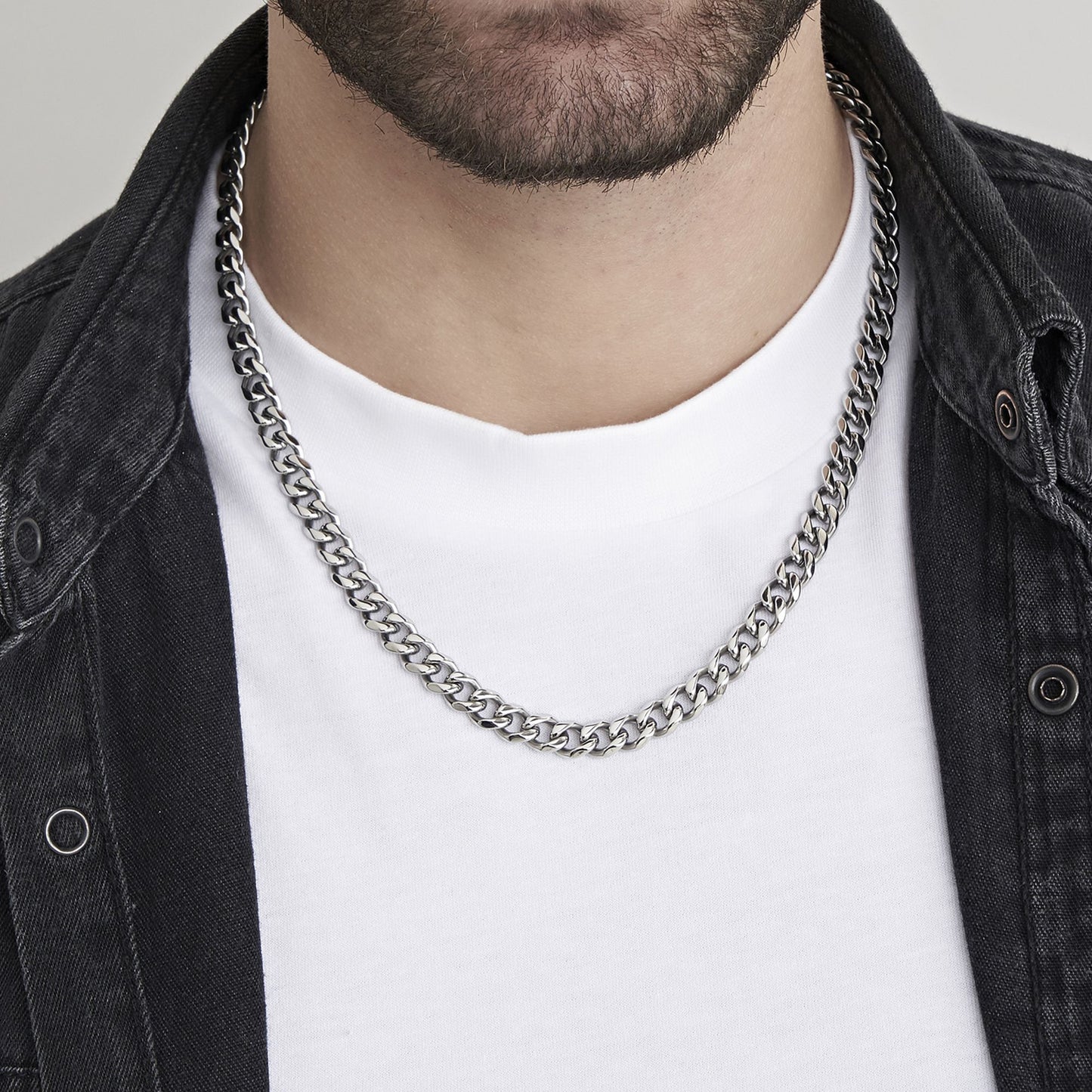 UNISEX STEEL NECKLACE WITH CHAIN MESH 9 MM Luca Barra