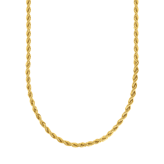 4MM IP GOLD STEEL UNISEX TORCHON NECKLACE