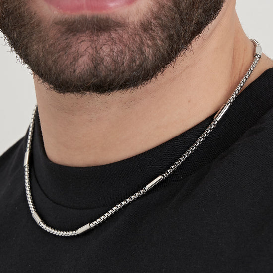 STEEL MEN'S NECKLACE WITH STEEL ELEMENTS