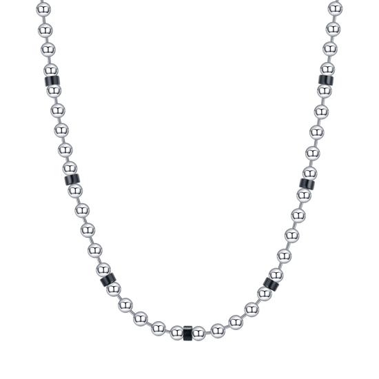 STEEL MEN'S NECKLACE WITH BLACK ELEMENTS