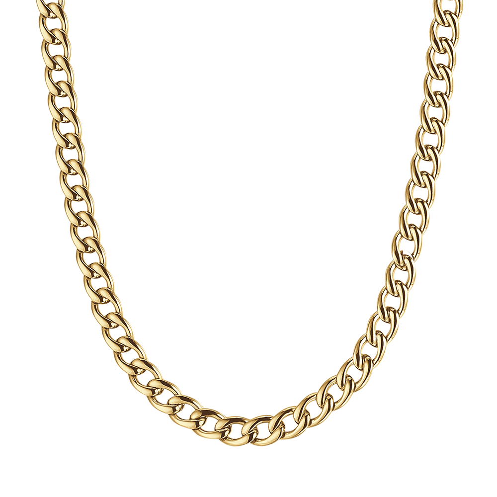 COLLANA UOMO IN ACCIAIO IP GOLD CON MAGLIA GROUMETTE 7 MM