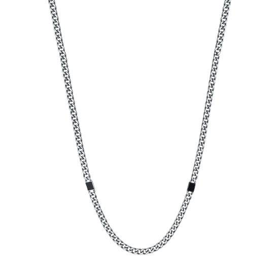 STEEL MEN'S NECKLACE WITH BLACK ELEMENTS