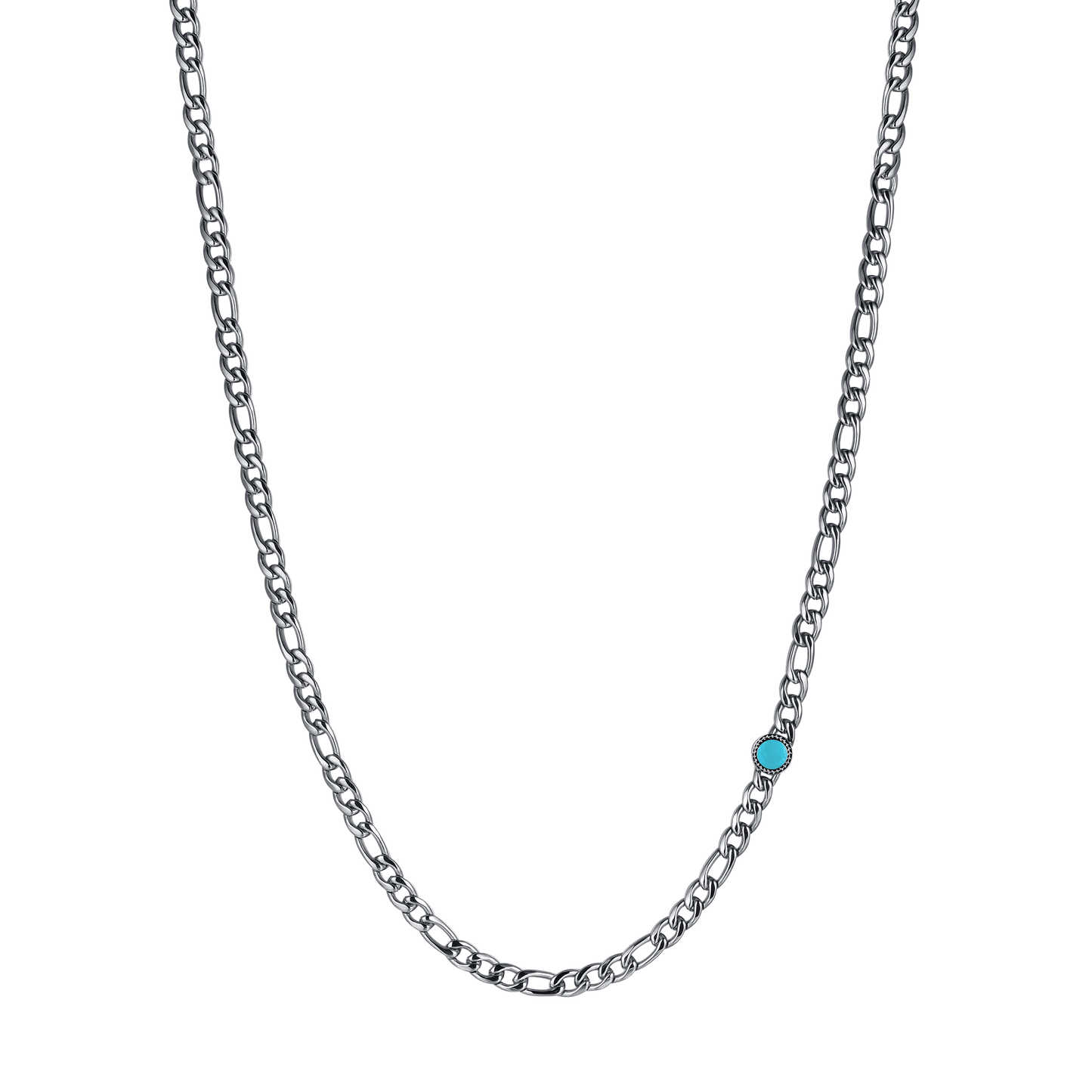 STEEL MEN'S NECKLACE WITH TURQUOISE STONE