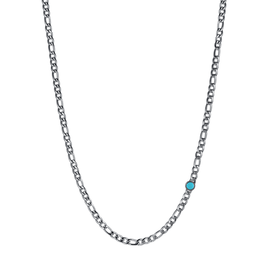 STEEL MEN'S NECKLACE WITH TURQUOISE STONE