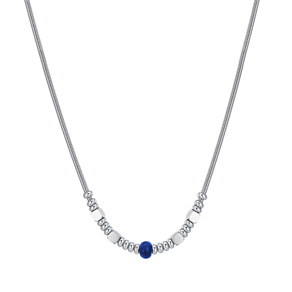 STEEL MEN'S NECKLACE WITH BLUE STONE