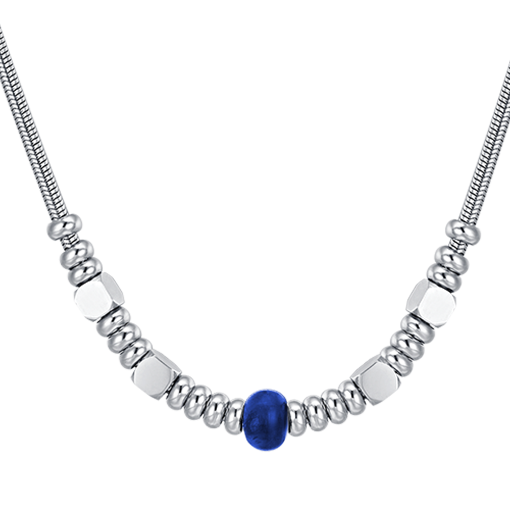 STEEL MEN'S NECKLACE WITH BLUE STONE