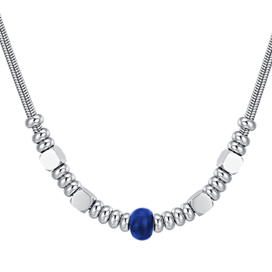 STEEL MEN'S NECKLACE WITH BLUE STONE