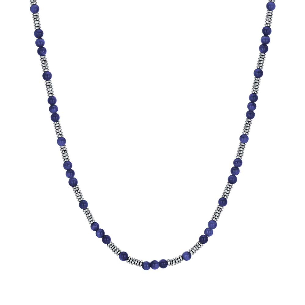 MEN'S STEEL NECKLACE WITH BLUE STONES AND STEEL ELEMENTS Luca Barra