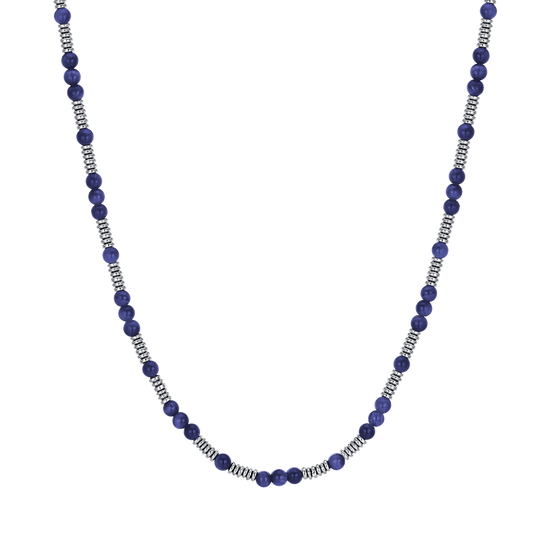 MEN'S STEEL NECKLACE WITH BLUE STONES AND STEEL ELEMENTS Luca Barra
