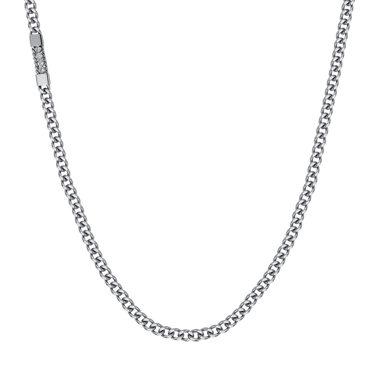 MEN'S STEEL ELEMENT NECKLACE WITH WHITE CRYSTALS