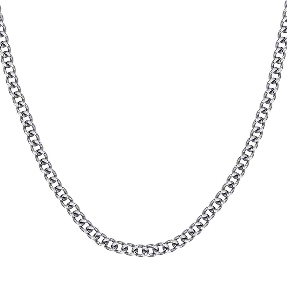 MEN'S STEEL ELEMENT NECKLACE WITH WHITE CRYSTALS