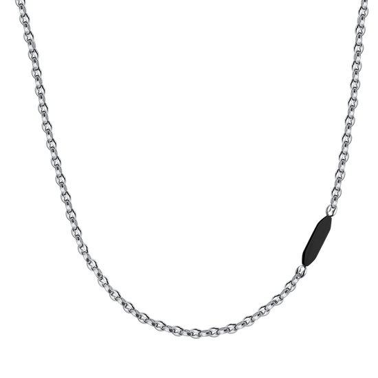 MEN'S STEEL NECKLACE WITH BLACK IP ELEMENT Luca Barra