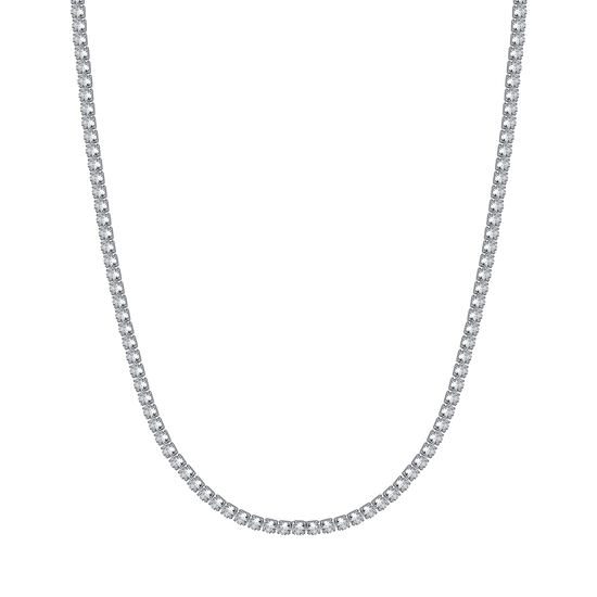 STEEL MEN'S TENNIS NECKLACE WITH WHITE CRYSTALS