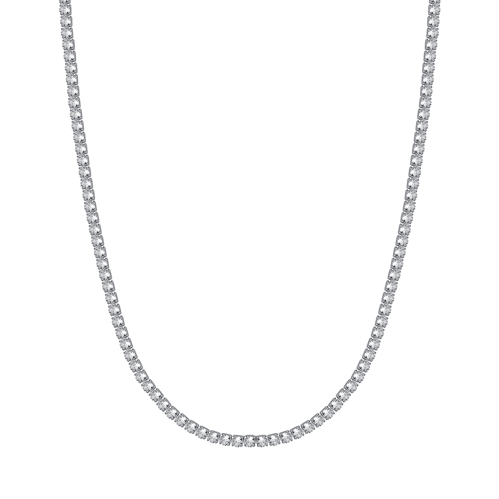 STEEL MEN'S TENNIS NECKLACE WITH WHITE CRYSTALS