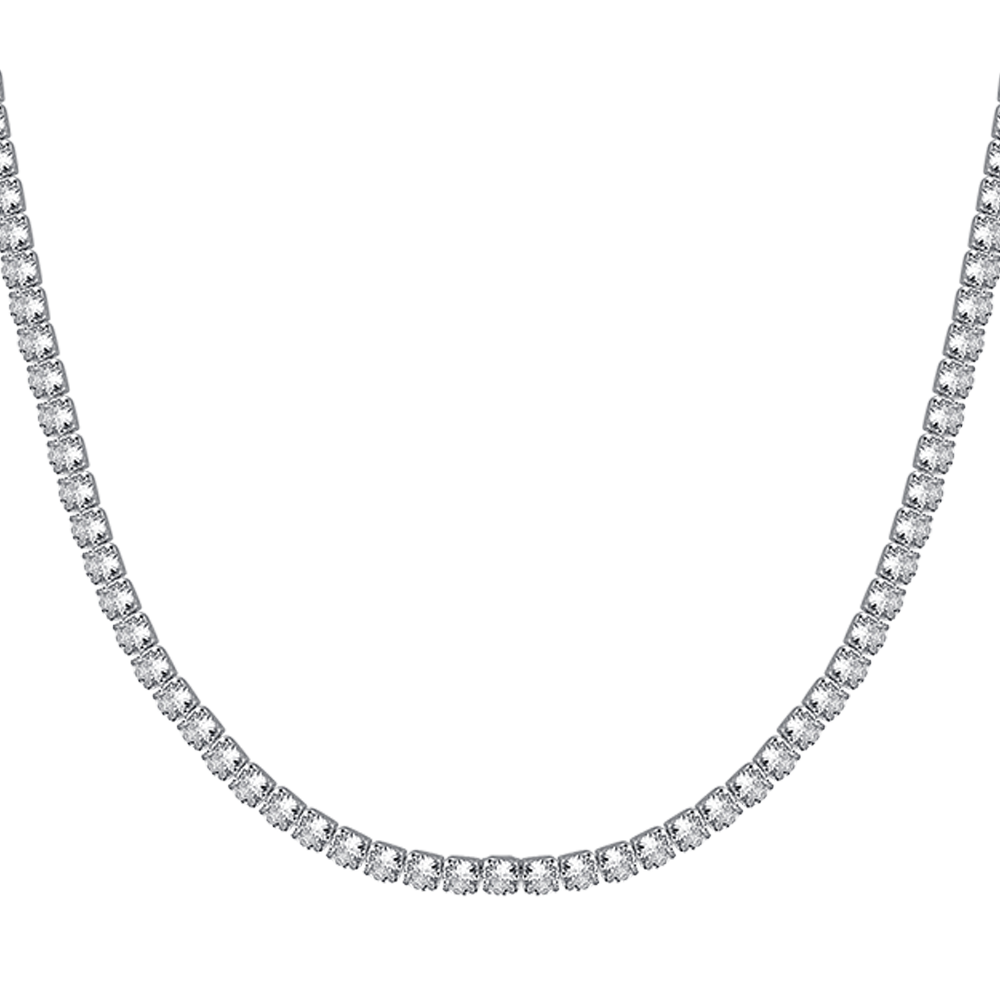 STEEL MEN'S TENNIS NECKLACE WITH WHITE CRYSTALS