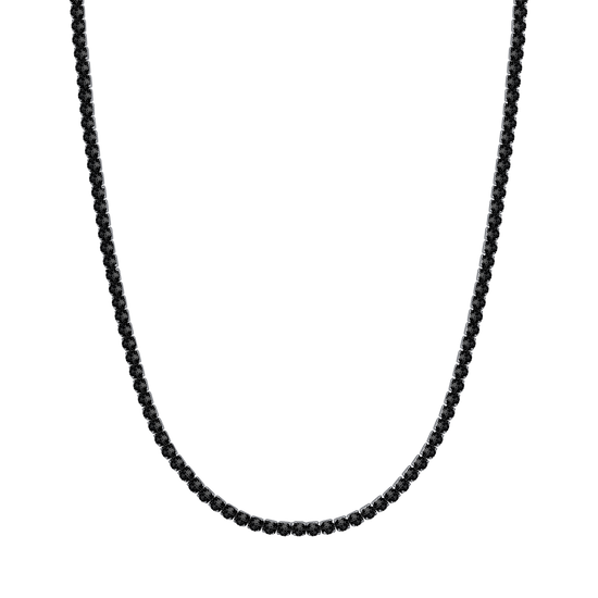 STEEL MEN'S TENNIS NECKLACE WITH BLACK CRYSTALS