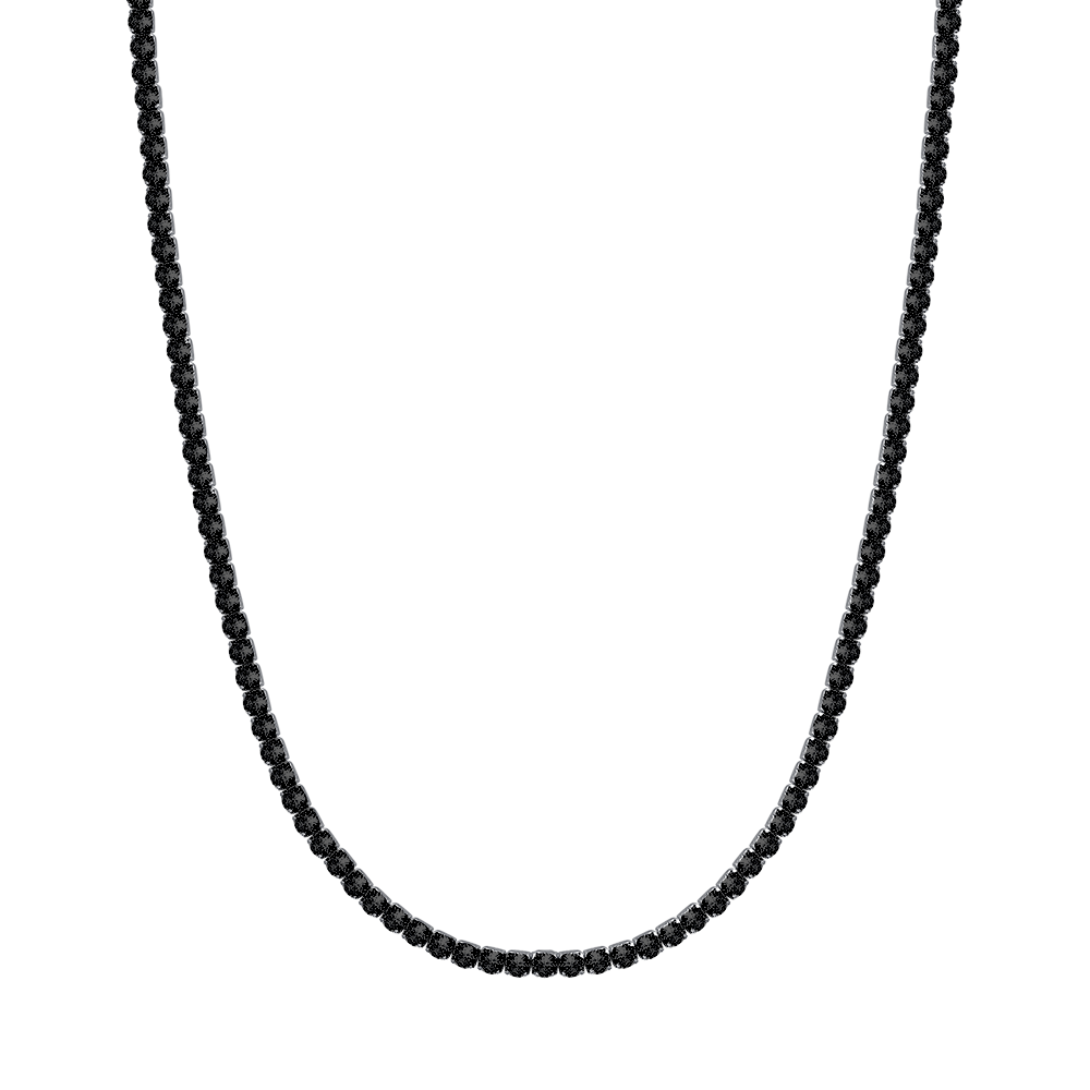 STEEL MEN'S TENNIS NECKLACE WITH BLACK CRYSTALS