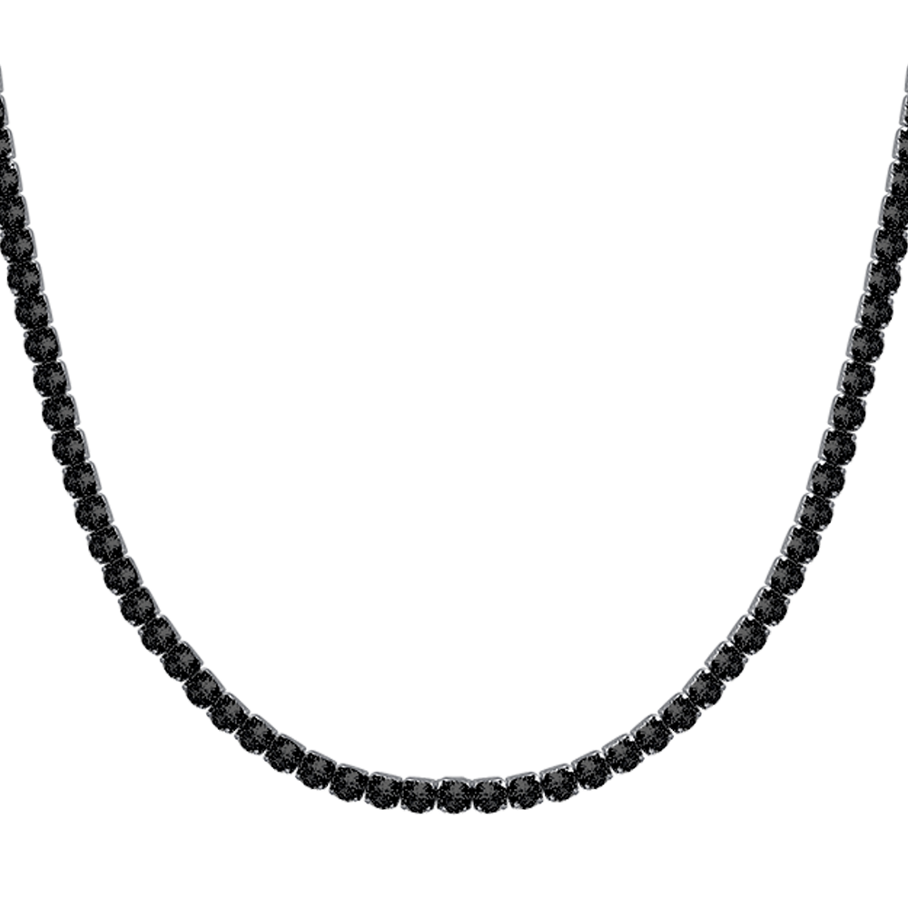 MAN'S TENNIS NECKLACE IN STEEL WITH BLACK CRYSTALS Luca Barra