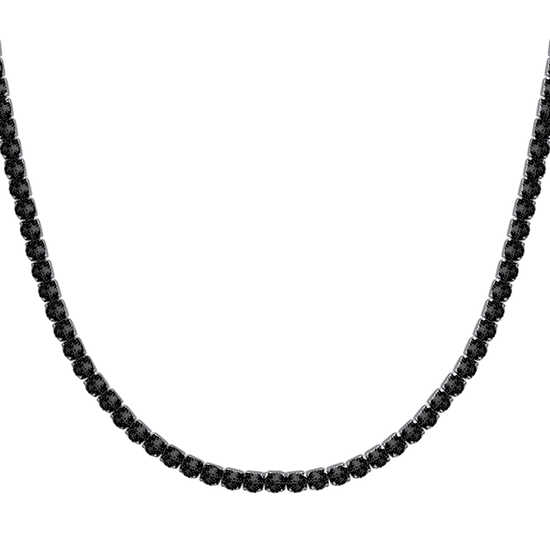 MAN'S TENNIS NECKLACE IN STEEL WITH BLACK CRYSTALS Luca Barra