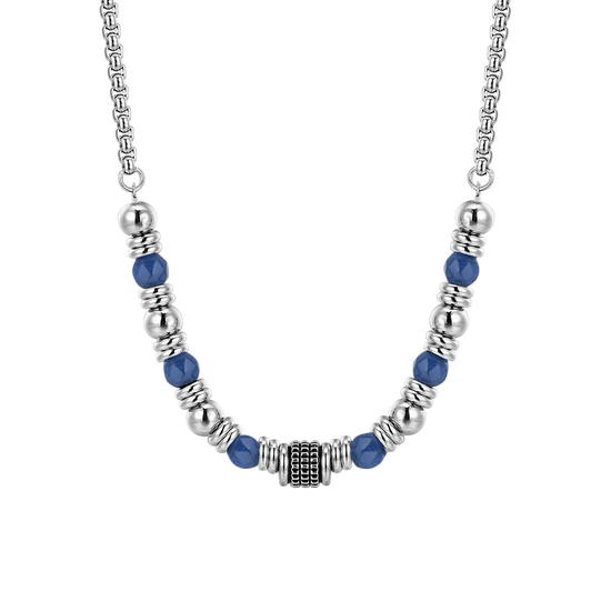 BLUE SODALITE STEEL MEN'S NECKLACE