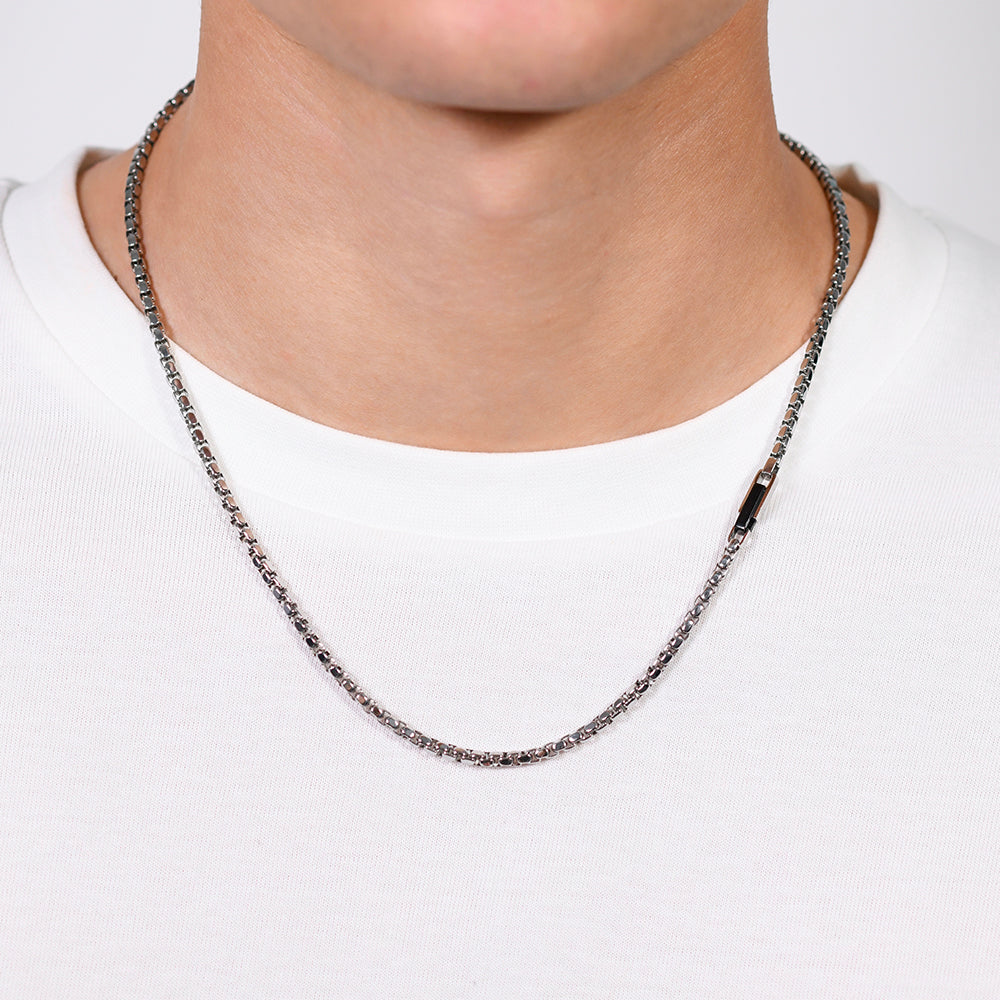 MEN'S STEEL ELEMENT IP BLACK NECKLACE